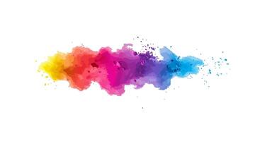 Horizontal Watercolor Pigment Cloud with Soft Transitions and Multicolor Burst on White Background vector
