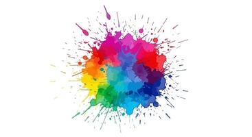 Vibrant Multicolor Watercolor Splash with Radiating Flecks on White Background vector