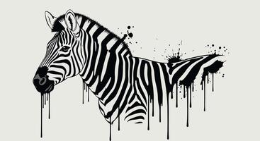 This modern zebra illustration features dripping black stripes as if painted freshly on the canvas. Bold, clean, and full of visual movement vector