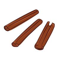 Cinnamon sticks set in flat style isolated on a white background. vector