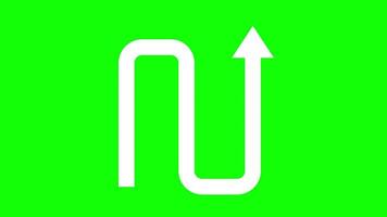 Loop Animation of Reversed S-Shaped Arrow Icon on Green Background video