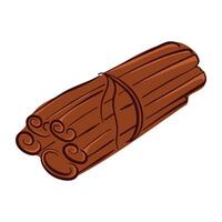 Cinnamon sticks bundle tied with string in flat style. Ideal for spice packaging, culinary recipe book and vintage kitchen design. vector