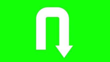 Loop Animation of Inverted U-Turn Arrow Icon on Green Background video