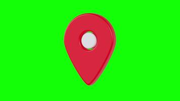 Red Location Pin Icon Floating Animation on Green Background video