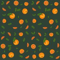 Orange fruit pattern seamless and background dark green suitable for fabric pattern or book covers vector