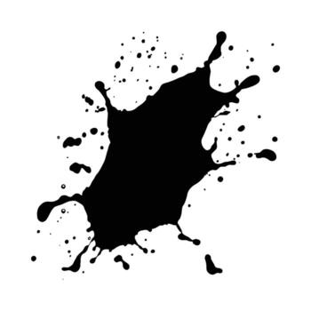 negro tinta chapoteo con salpicaduras en blanco antecedentes resumen tinta mancha diseño elemento vector
