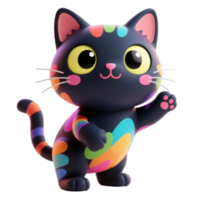 Happy Cartoon Style 3D Cat Image for Kids Design png