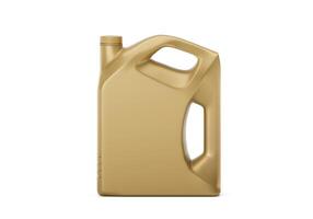 Empty brown plastic engine oil bottle on white background photo