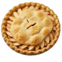 a sobrecarga Visão do uma dourado Castanho maçã torta com visível maçã fatias png