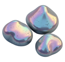 Iridescent metallic pebbles create smooth, reflective surface, evoking calming wonder png