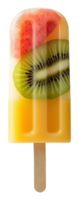 Delicious fruity ice popsicle, refreshing layered summer treat for everyone png
