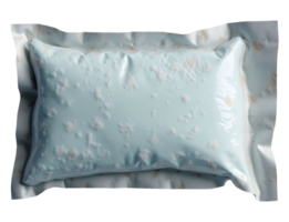 Light blue frozen package, covered with ice crystals, appears chilled and ready png