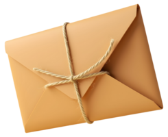 Carefully packaged brown envelope tied with simple string, suggesting important png