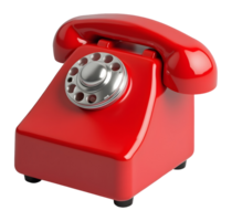 Classic red rotary telephone. Vintage design evokes nostalgic charm and simple png