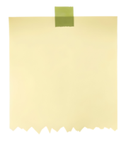 Blank yellow torn note paper taped with green masking tape for creative message png