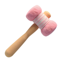 Soft pink hammer with wooden handle isolated transparency background, gentle tool for delicate png