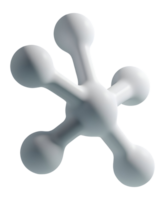 Abstract molecule 3D rendering of white shape for science and technology png