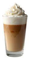 Iced coffee with generous whipped cream, cold refreshing beverage for pure delight png
