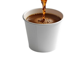 Coffee served in paper cup isolated for cafe, beverage, and branding use. png