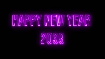 Multicolor Neon Happy New Year 2039. text animation video
