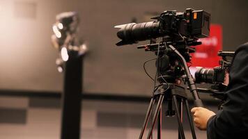 Professional cinema, cameras being used in a studio or event setting. photo