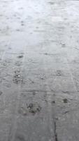 It's raining. Big drops fall into a puddle. Slow motion vertical , Rain in a city video