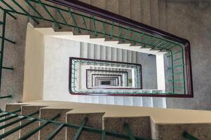 Architecture retro rectangle shape staircase swirl in residential photo