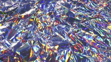 Iridescent Crumpled Foil Background with Stop Motion Movement and Color Shift video