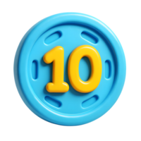 3d rendered coin with number ten for education and business png