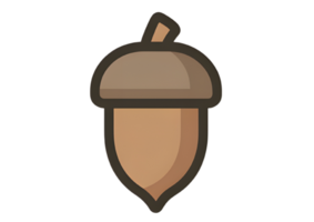 Minimalistic acorn icon featuring a smooth design and transparent format. png