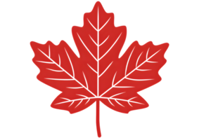 Stylized single red maple leaf icon with a transparent background in format. png