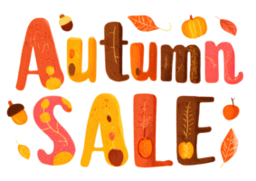 Elegant typography design of Autumn Sale in a playful font with a transparent background. png