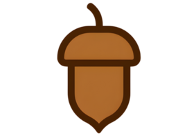 Stylized acorn icon on a transparent background, perfect for autumn themes. png