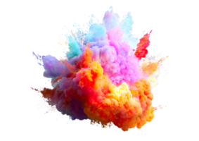Stylized explosion with colorful bursts and abstract shapes on a transparent background in format for creative projects. png