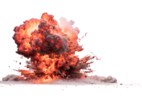Dramatic explosion creating a fiery cloud and shockwave with a transparent background in format. png