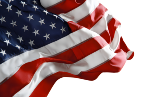 Waving American flag with vibrant colors on a transparent background in format for patriotic themes. png