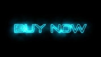 Blue neon BUY NOW glowing text animation . Animated text effect video