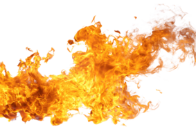 Dramatic burst of fire with bright flames and sparks on a transparent background in format for explosive effects. png