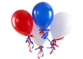 Elegant blue, white, and red balloons floating elegantly, format with a transparent background. png