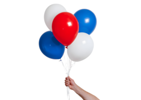 Vibrant red, white, and blue balloon with a clear transparent background. png