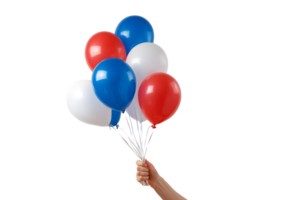 Unique red, white, and blue balloon on a clear transparent background. png