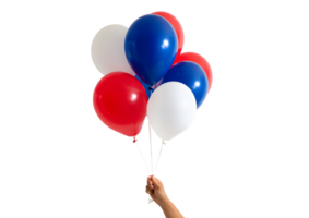 Festive red, white, and blue balloon available on a transparent background. png