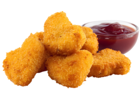 chicken nuggets arranged with a bowl of ketchup sauce, suitable for delicious meal concept, , transparent background png