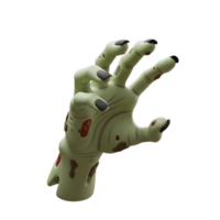 Illustration of a green zombie hand with black claws and blood stains isolated on a white background for Halloween decorations. png