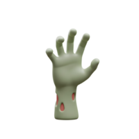 An illustration of a pale green zombie hand reaching up depicts Halloween or scary themes. The image is suitable for decorating posters or web pages. png