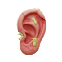 Illustration of an ear with green discharge, likely depicting an ear infection for medical visualization. png