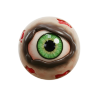 A zombie eyeball with green iris and fleshy decay is illustrated, likely for Halloween decoration. png
