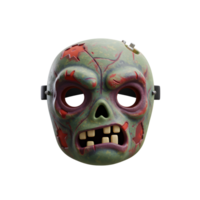 A creepy zombie mask features a rotting green face with red lesions and exposed teeth, perfect for adding a scare factor to a Halloween costume. png