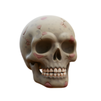 Cartoon style skull with cracks and blemishes, ideal for Halloween themed digital designs or spooky visuals. png