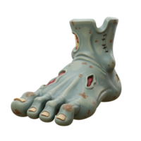 Cartoon zombie foot is depicted with wounds and stitches, its pale green skin and decaying features create a chilling effect making it ideal for Halloween decorations. png